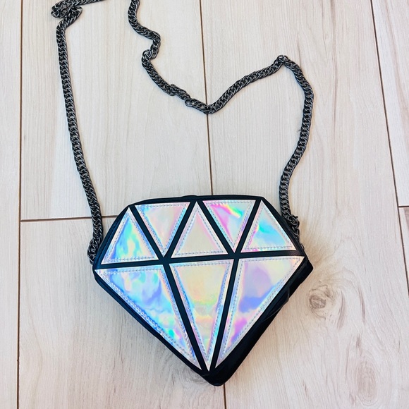 Handbags - Holographic Diamond-Shaped Crossbody Bag